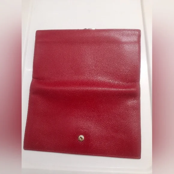 Longchamp Vintage Red Leather Kisslock Wallet - Picture 13 of 15